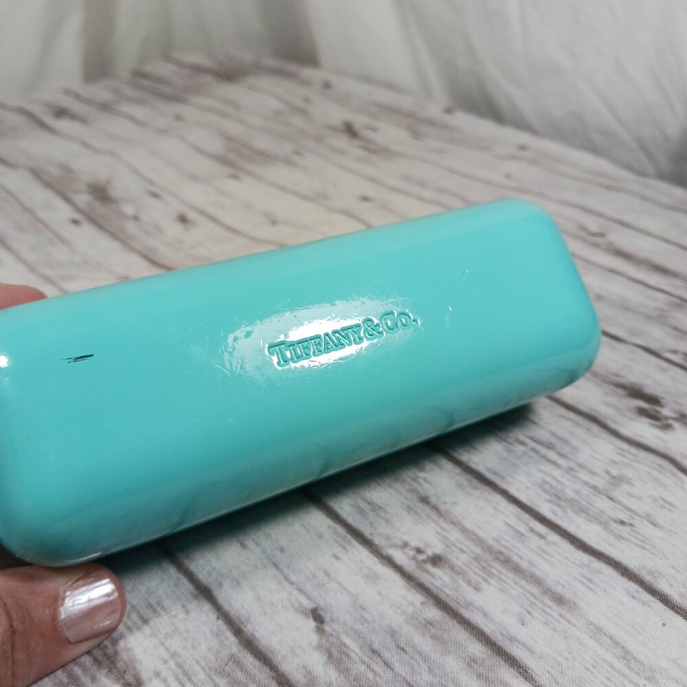 Tiffany & Co. Hard Shell Eyeglass Case Tiffany Blue Ext. Tan Suede Interior 6x2" - Picture 6 of 15